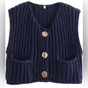 Navy Blue Knit Sweater Vest